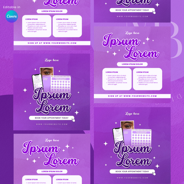 Purple Social Media Pack (Canva Editable)